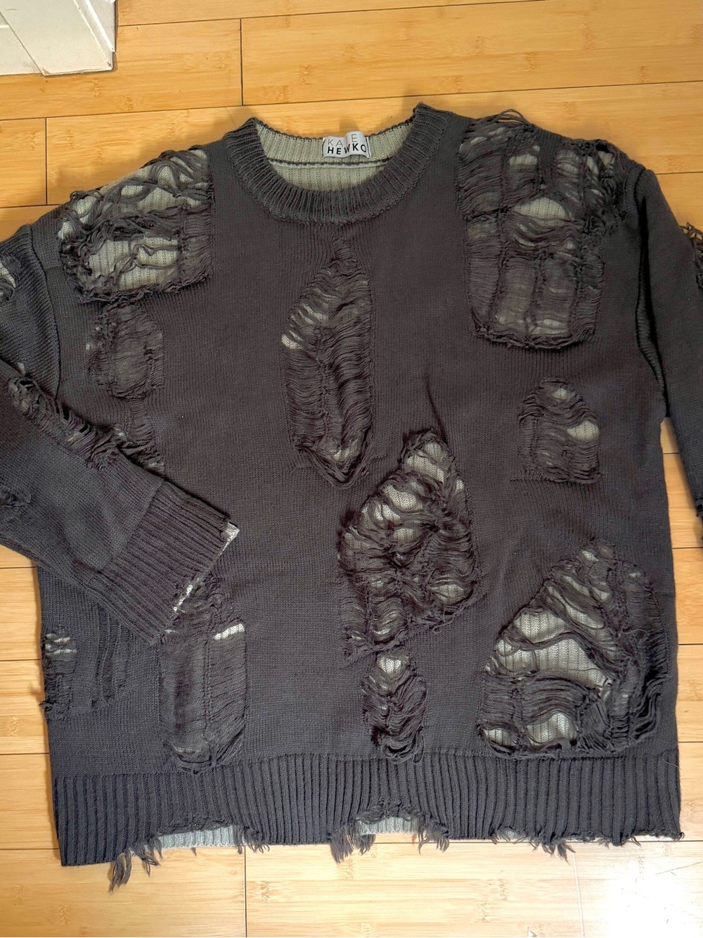 Distressed Black Knit Sweater